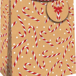 Candy Cane Glitter Medium Gift Bag