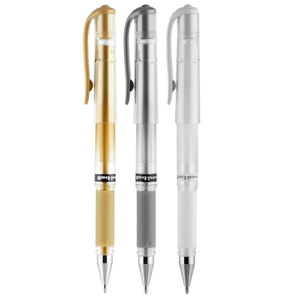 uniball Signo Gel Impact Pens. Bold Point (1.0mm). Assorted Metallic. 3 Pack (Gold. Silver. White) - Image 13