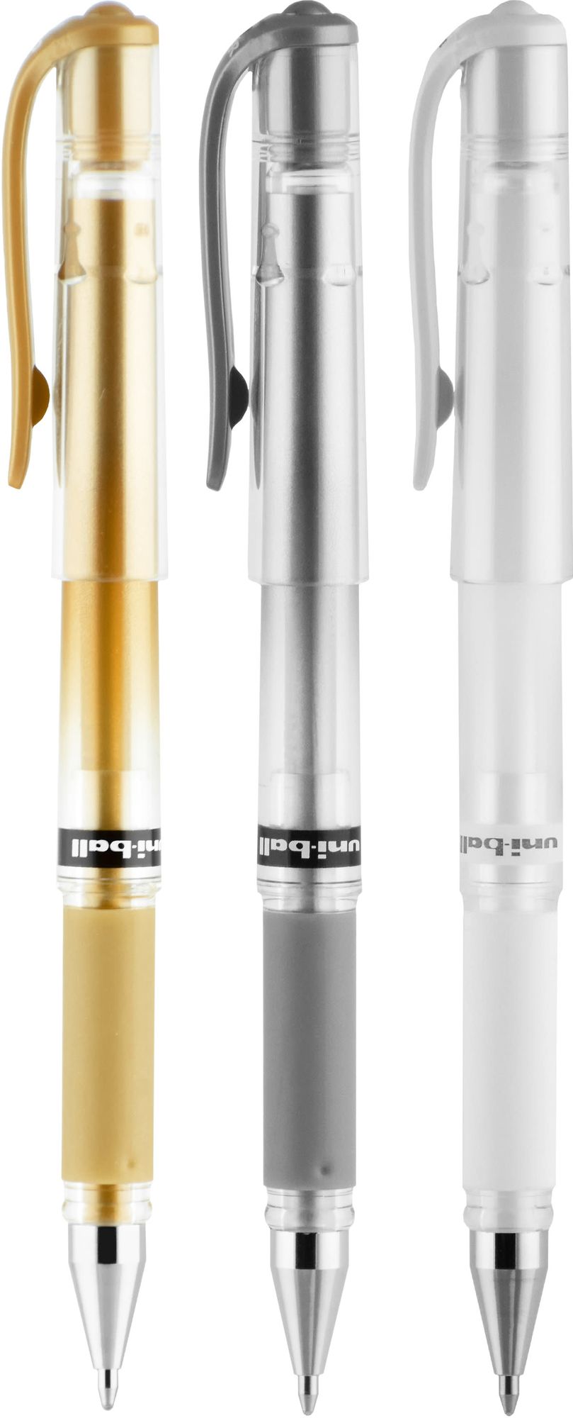 uniball Signo Gel Impact Pens. Bold Point (1.0mm). Assorted Metallic. 3 Pack (Gold. Silver. White) - Image 6