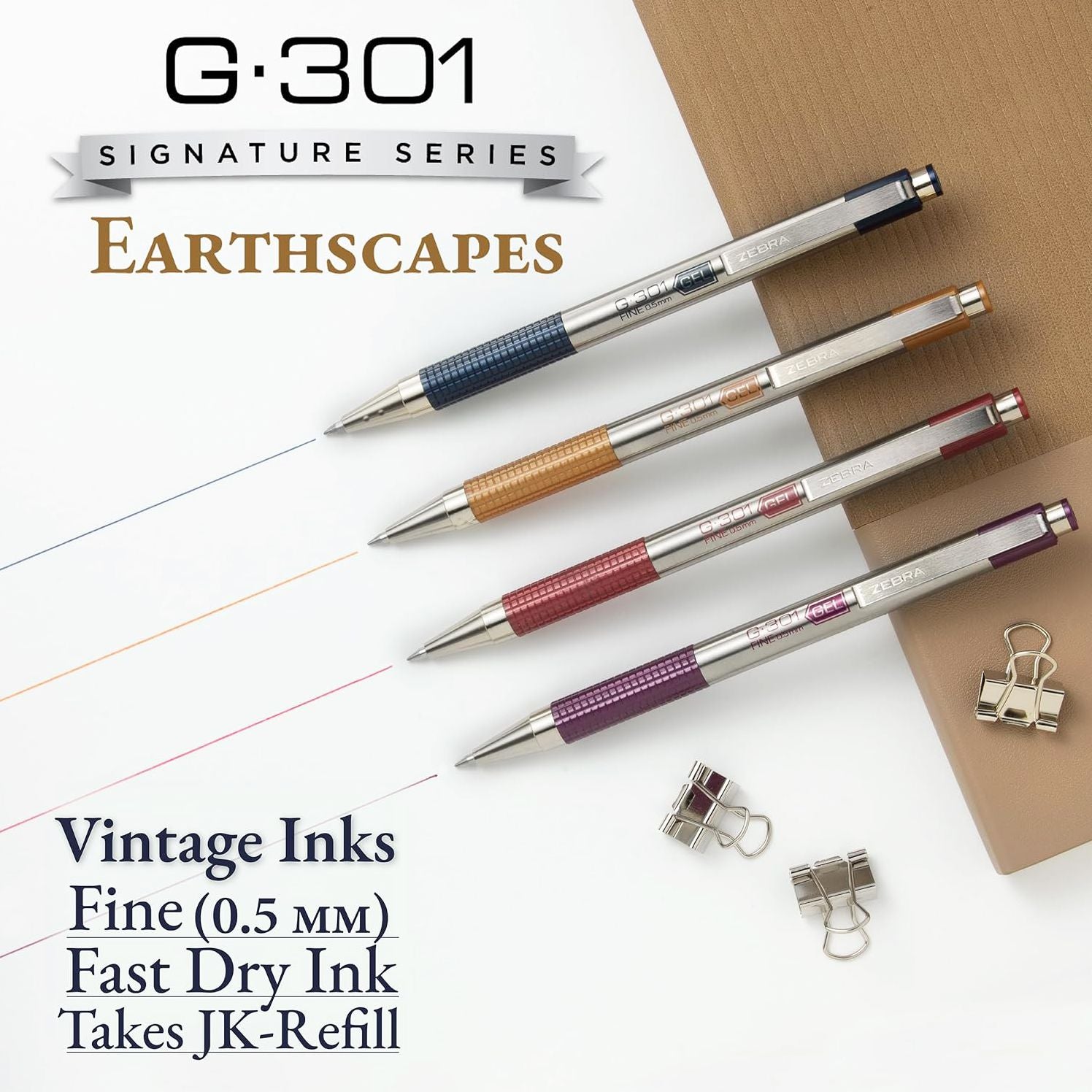 G-301 Retractable Gel Earthscapses 0.5mm 4pk - Image 3