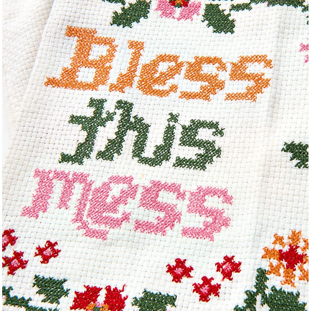 Bless This Mess Cross Stitch Dish Towel - Image 2