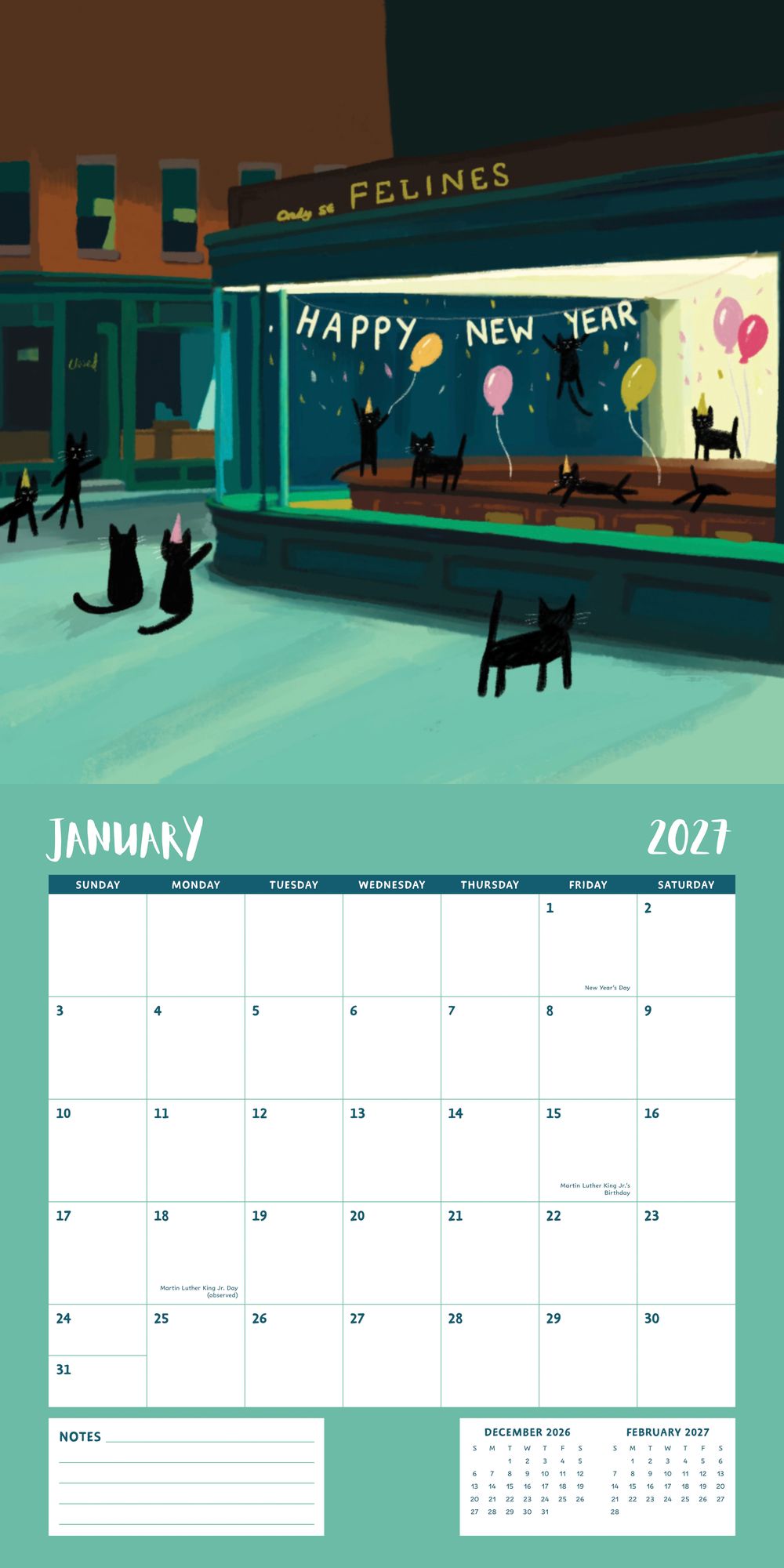 2027 Wall Calendar - Niaski Cats - Image 3