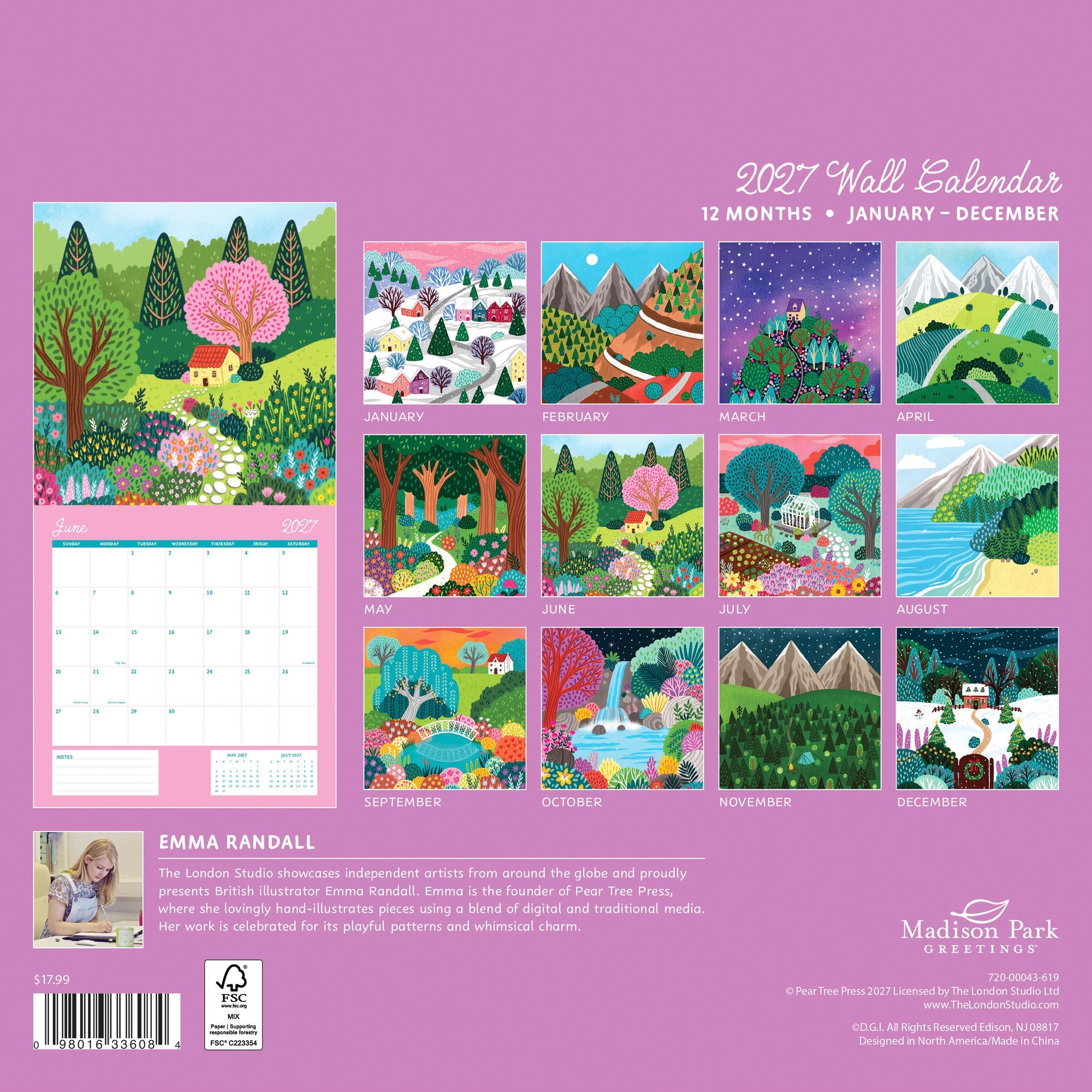 2027 Wall Calendar - Enchanted Wildscapes - Pear Tree Press - Image 2