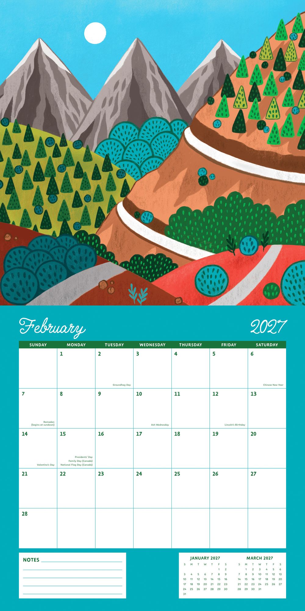 2027 Wall Calendar - Enchanted Wildscapes - Pear Tree Press - Image 4