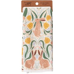 Rabbit Folk Art Kitchen Towel