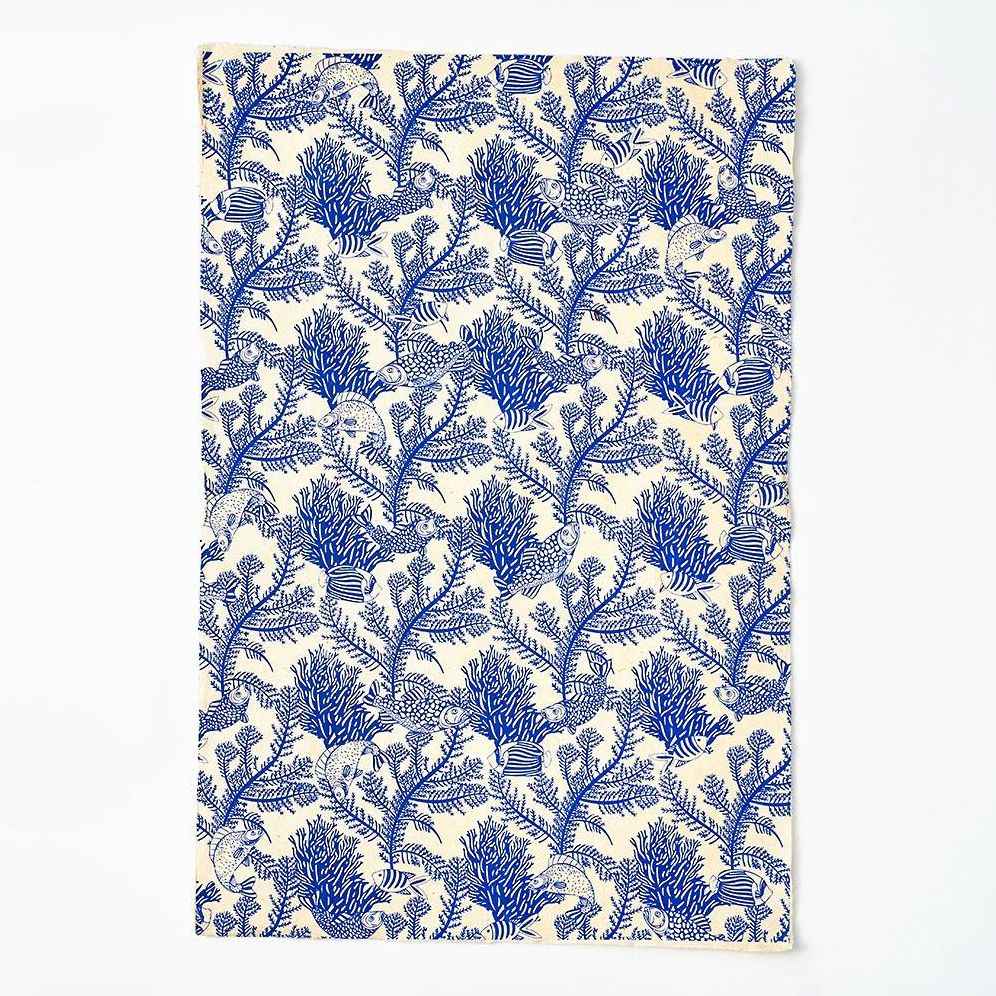 Sea Life On Blue Handmade Paper - Image 2