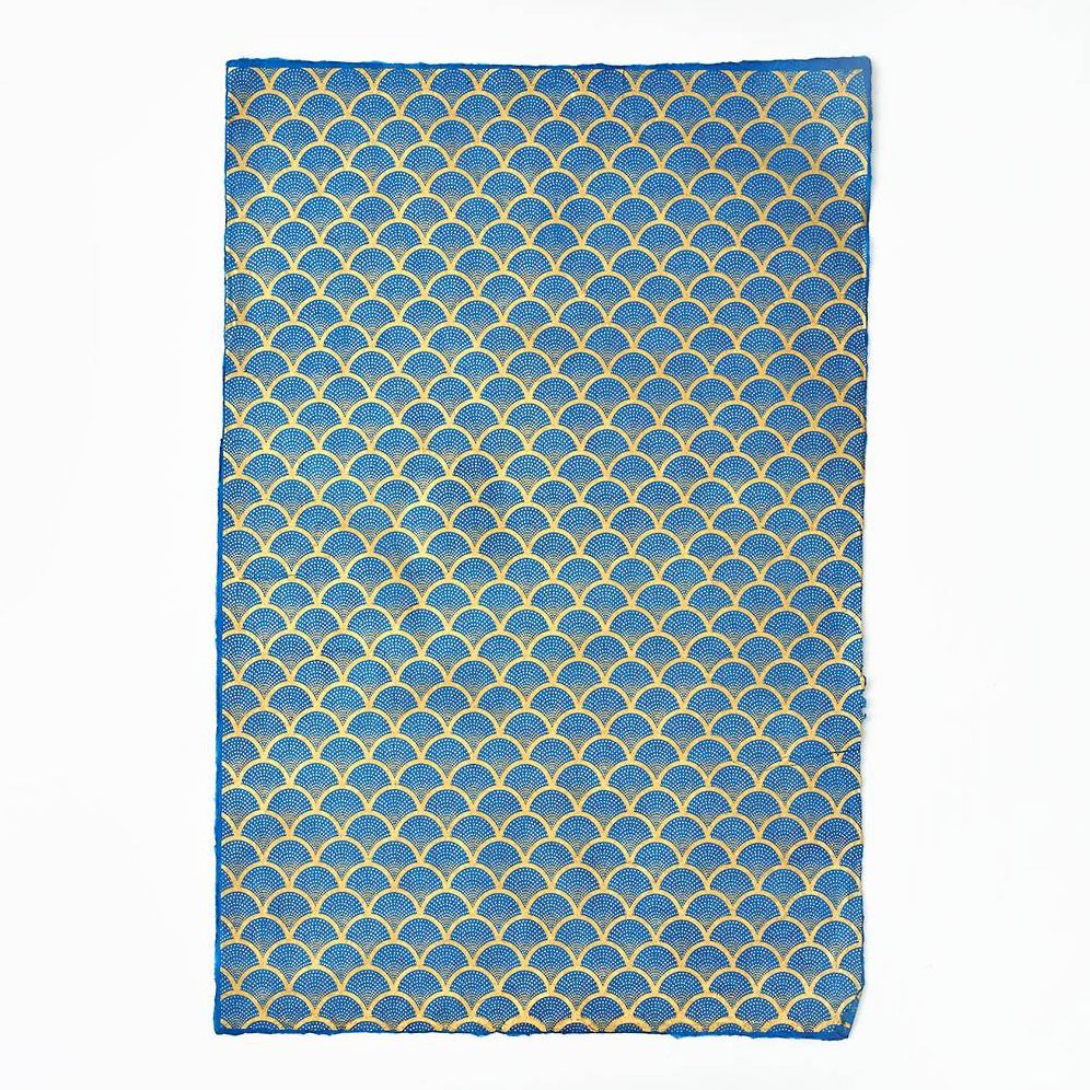 Gold & Blue Scallop Handmade Paper - Image 2