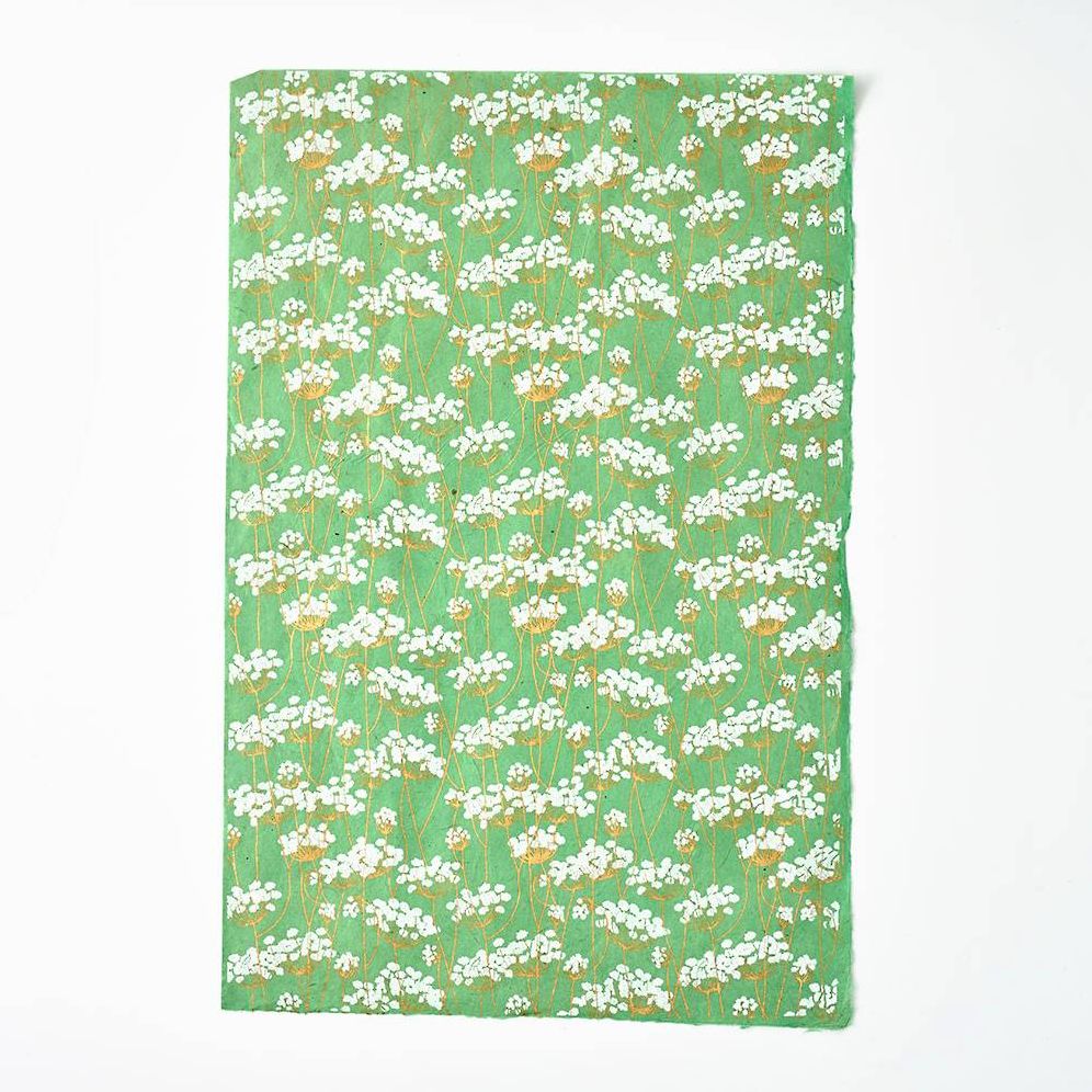 Gold Dandelions on Mint Handmade Paper - Image 2