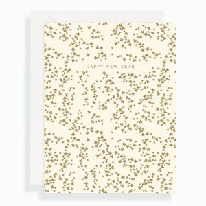 Gold Foil Stars New Year Card Set
