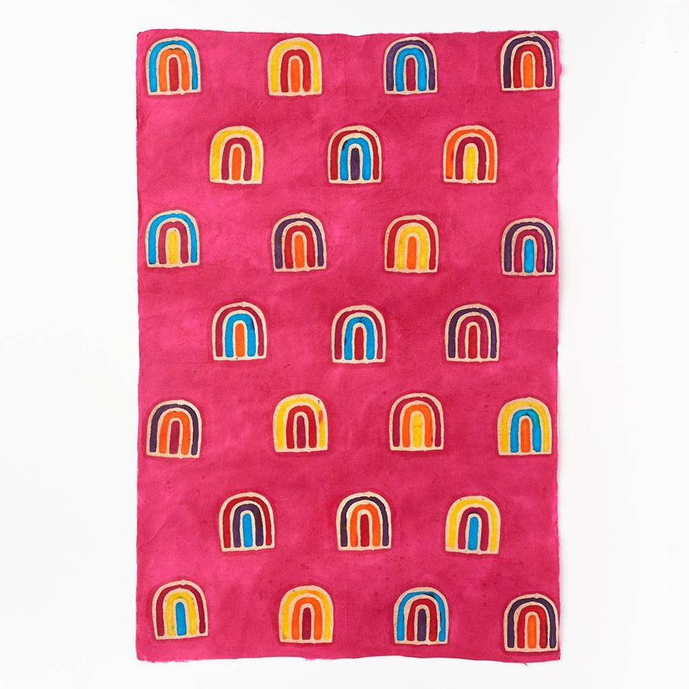 Rainbows on Magenta Handmade Paper - Image 2