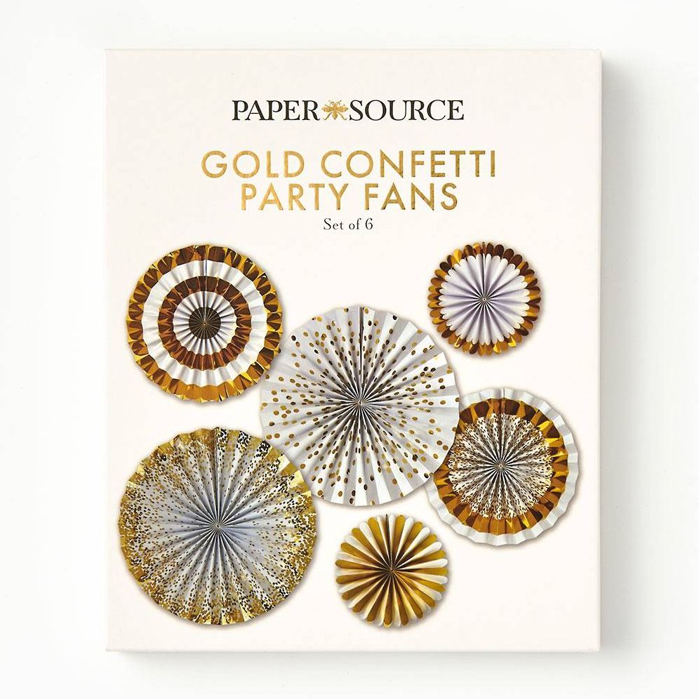 Gold Confetti Party Fans S/6 - Image 2