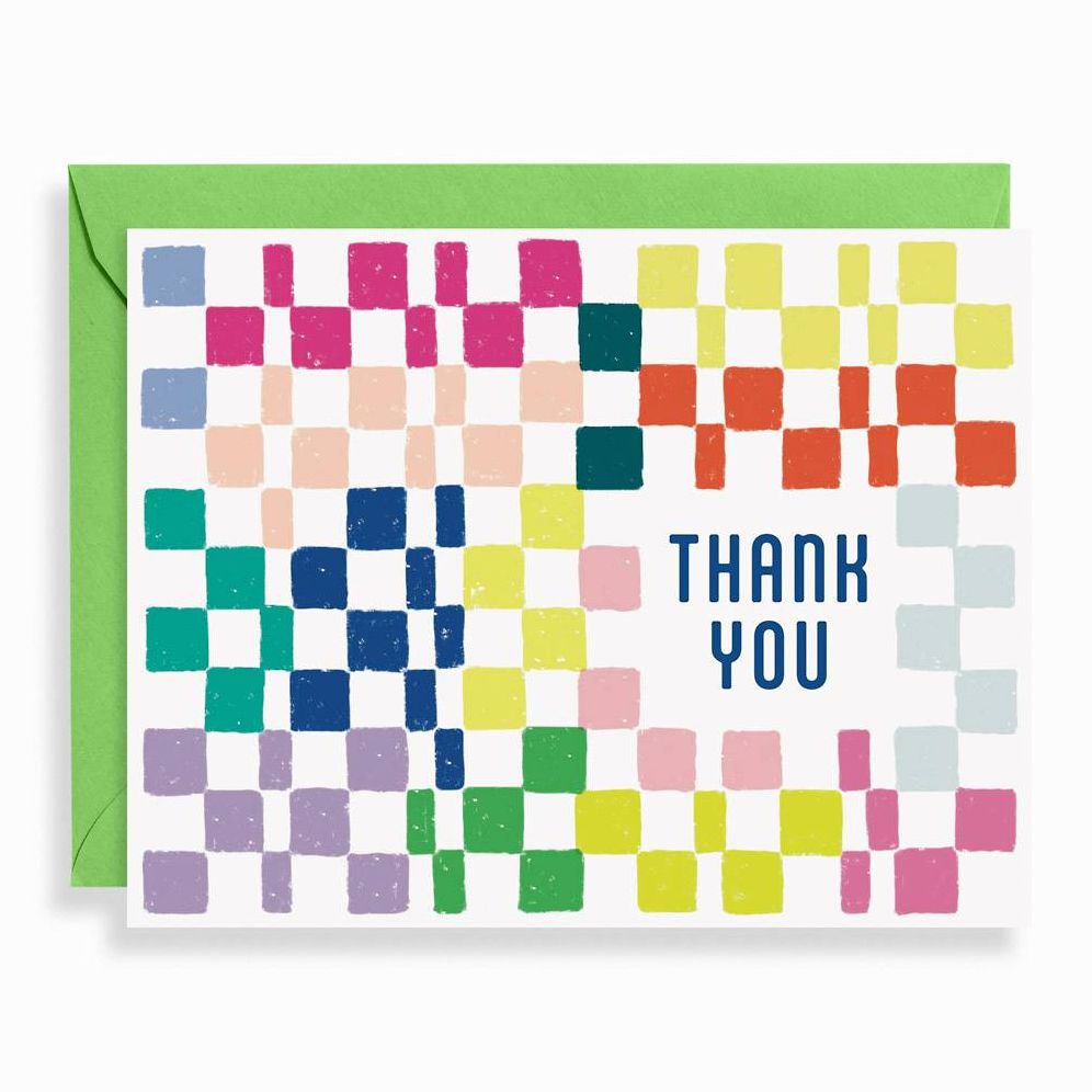Colorful Check Thank You Stationery Set - Image 2