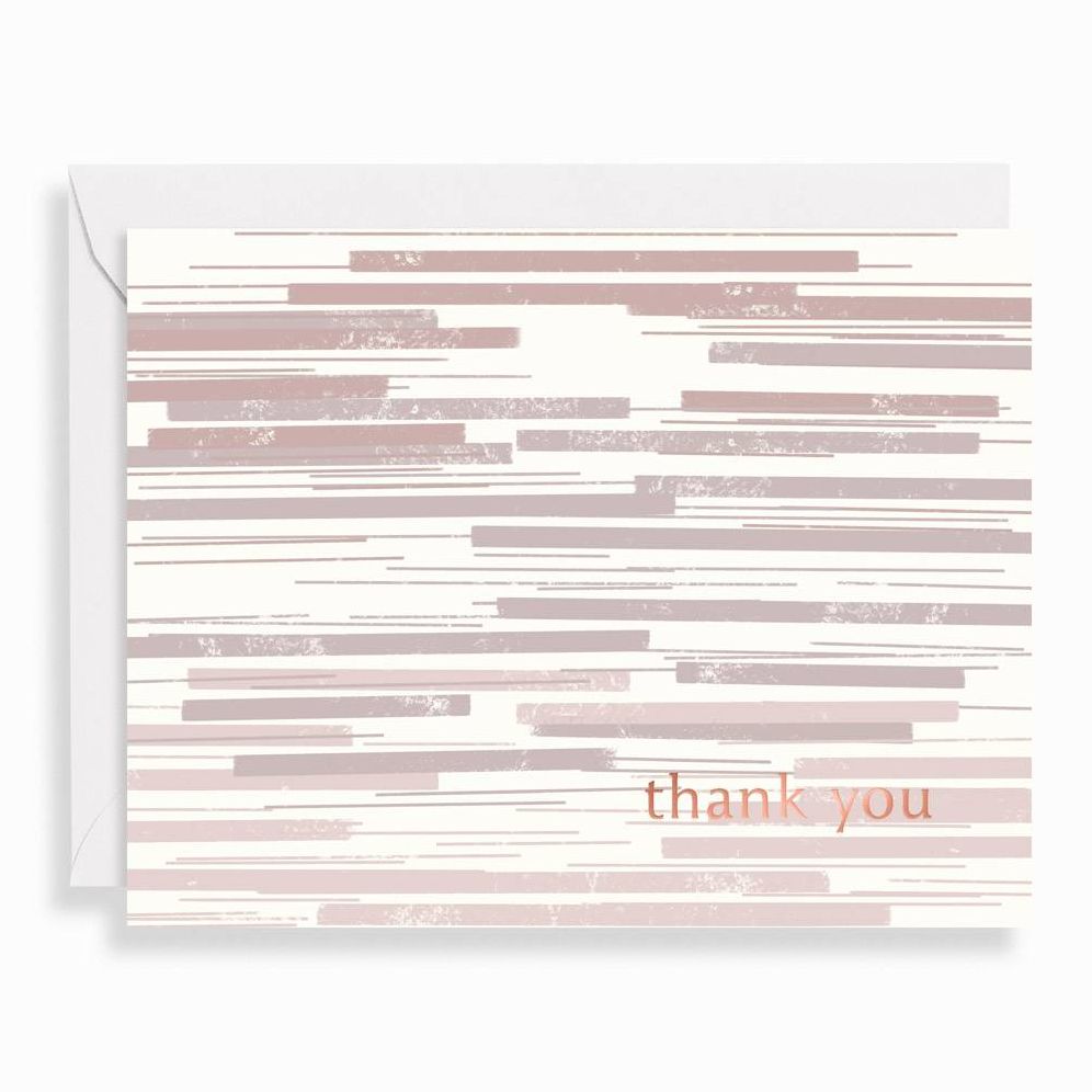 Neutral Stripe Floral Thank You Card Set - Image 2