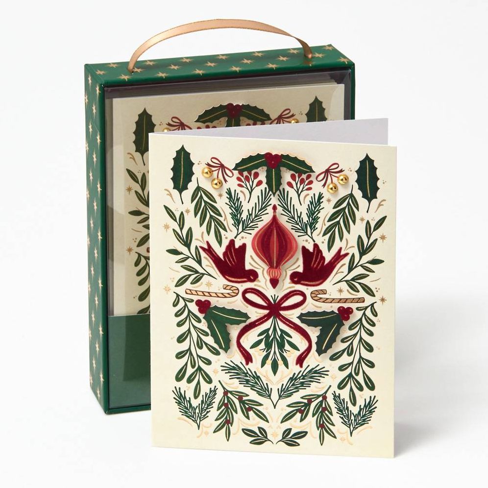 Christmas Elegant Greenery Birds Stationery Set