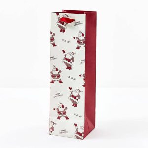 WINE Newsprint Santas Gift Bag