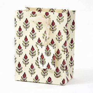 Buti Scarlet Block Printed Small Gift Bag