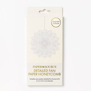 White Detailed Fan Paper Honeycomb Med 6.5 inches