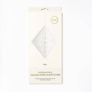 Diamond Paper Honeycomb Ball.White.Medium. 10inches
