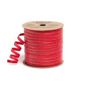 Skinny Red & Gold Cotton Ribbon