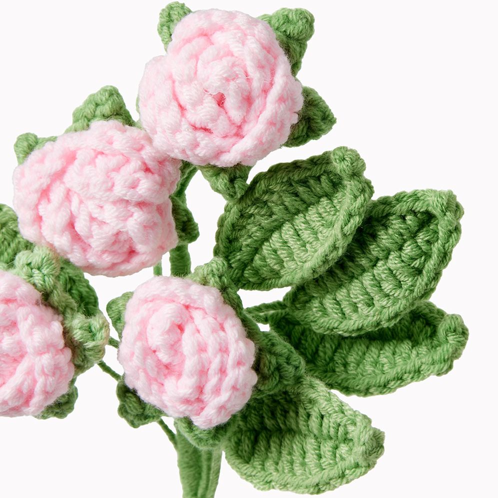 Pink Roses Bundle Crochet Flower - Image 2