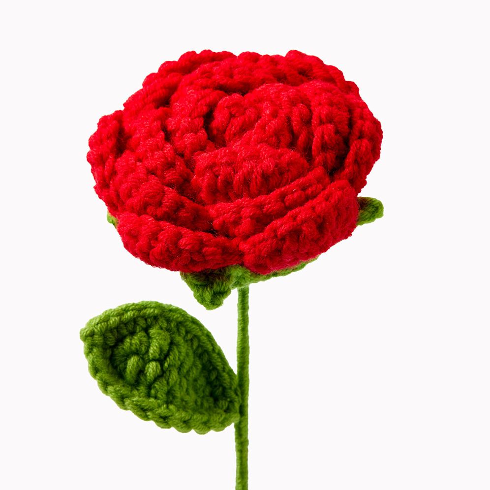 Red Rose Crochet Flower - Image 2