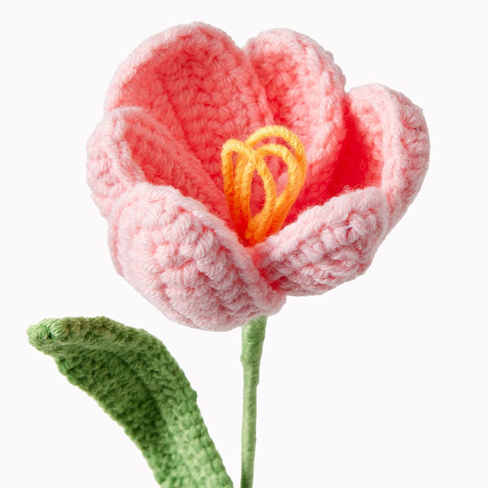 Light Pink Tulip Crochet Flower - Image 2