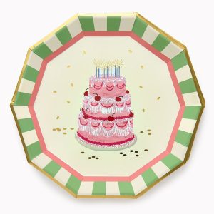 Vintage Cake 9 Decagon Paper Plates - S/10