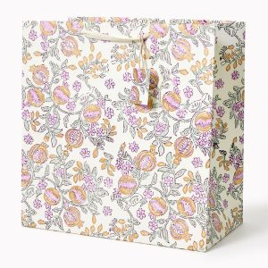 Pomegranate Lavender Block Printed Large Gift Bag