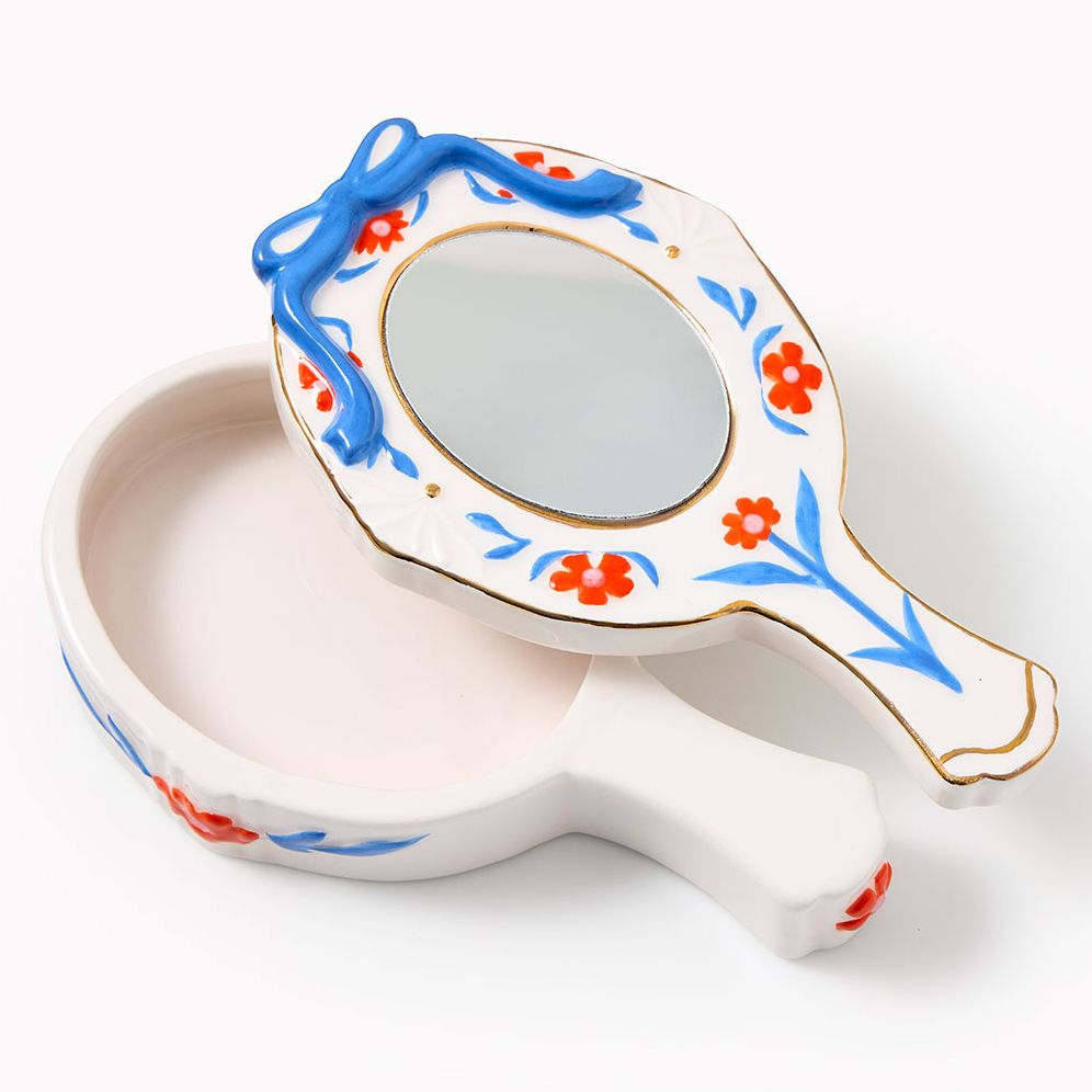 Floral Mirror Lidded Trinket Dish - Image 3
