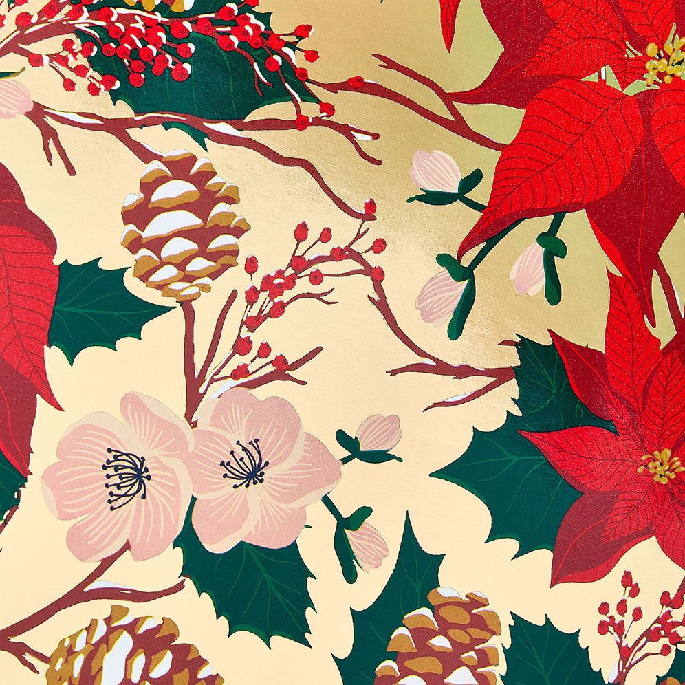 Winter Floral Foil Wrapping Paper - Image 3