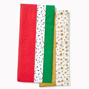 Red & Green Solids and Flecks Tissue Paper. Set of 16