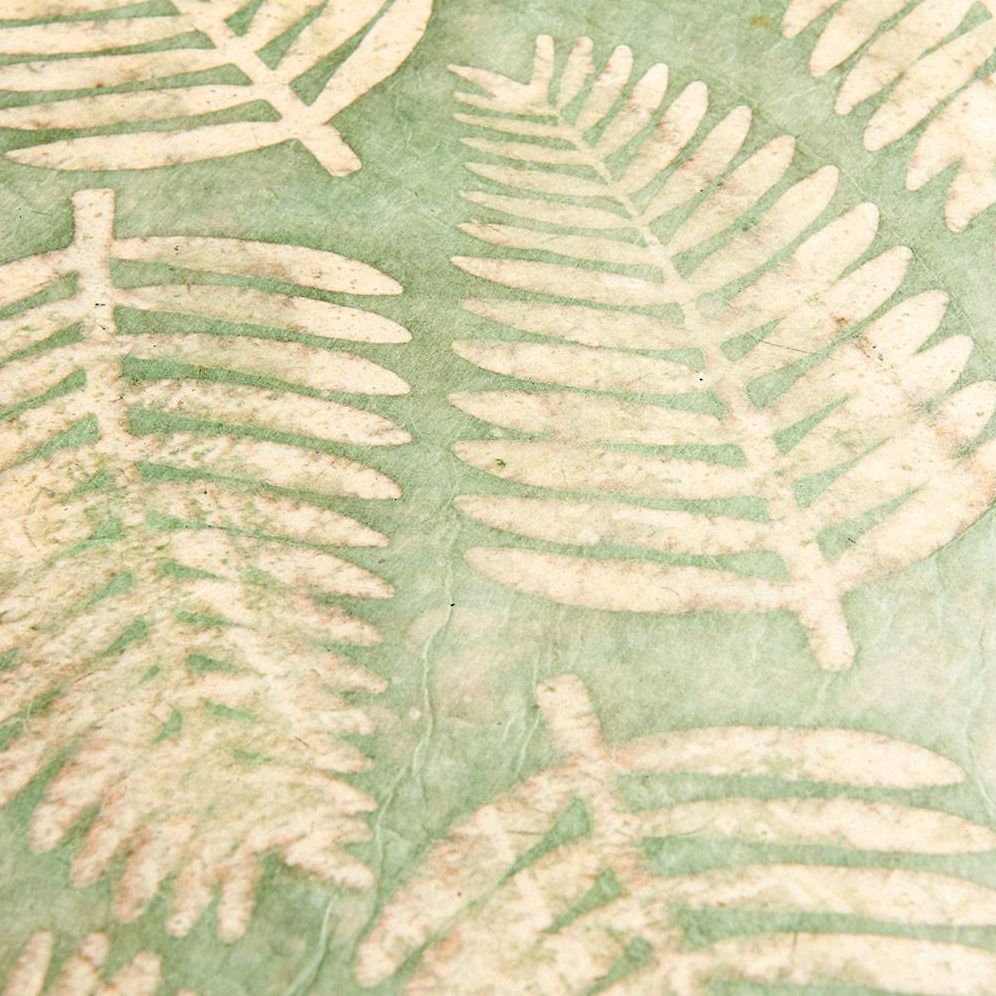 Large Leaves on Green Wax Handmade Paper - Image 2