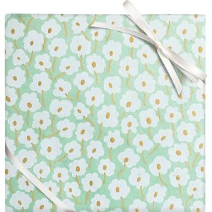 Daisies on Mint Handmade Paper
