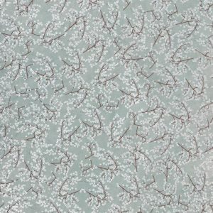 Silver Cherry Blossom On Blue Handmade Paper