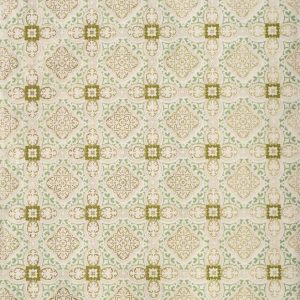 Green & Gold Tile Pattern On Natural Handmade Paper