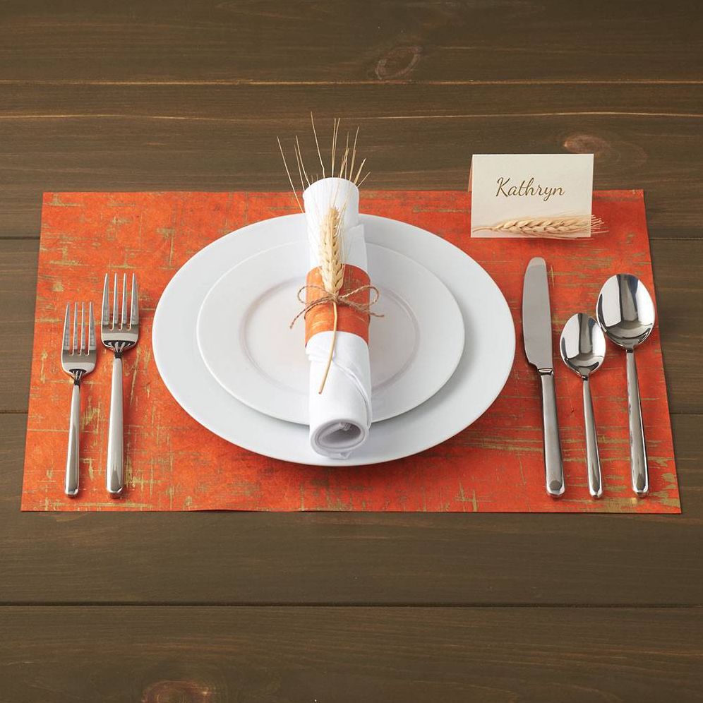 Gold Brushstroke on Bright Orange Handmade Paper - Image 2