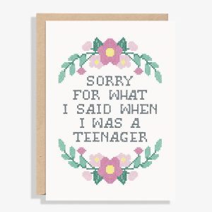 Sorry Cross Stitch Mother's Day Card