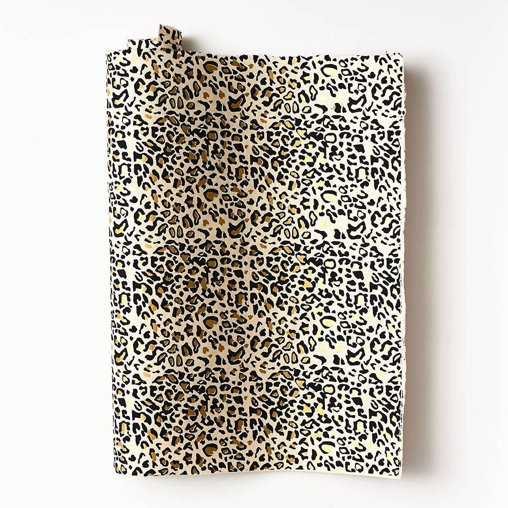 Gold Foil Cheetah Print On Cream Handmade Paper - Image 3