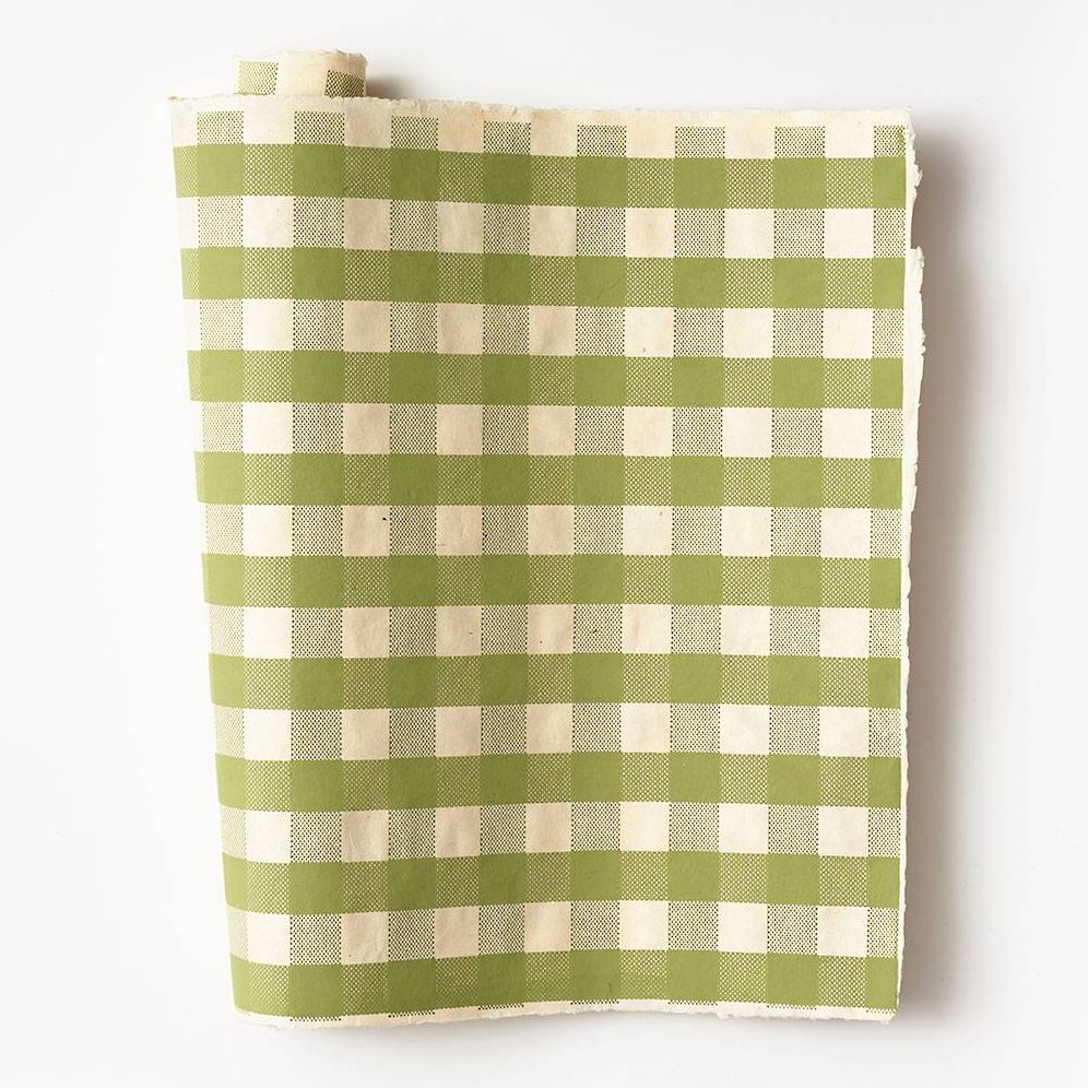 Sage & Cream Plaid Handmade Paper - Image 3
