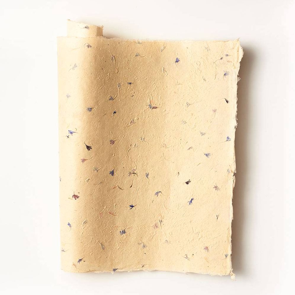 Pressed Blue Petal Handmade Paper - Image 2
