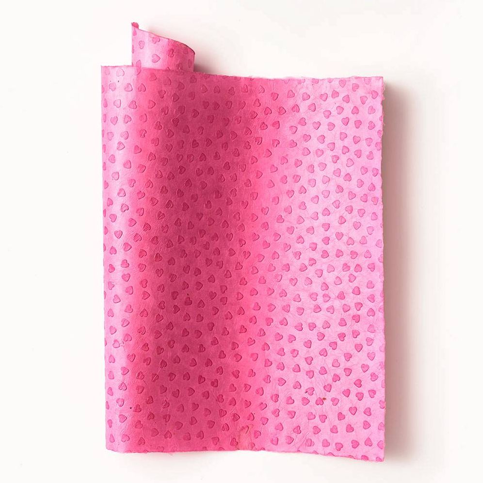 Embossed Heart On Pink Handmade Paper - Image 3