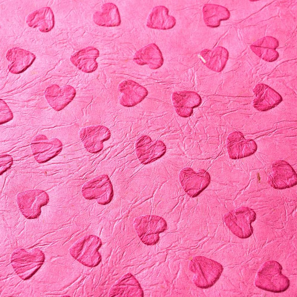 Embossed Heart On Pink Handmade Paper - Image 2