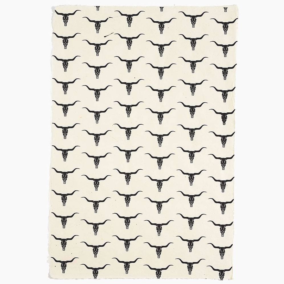 Longhorns on Cream Handmade Paper - Image 2