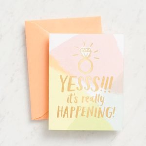 Gold Foil Yesss Engagement Greeting Card