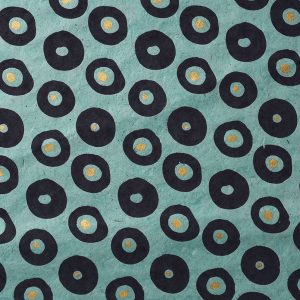 Navy and Gold Dots on Blue Handmade Paper