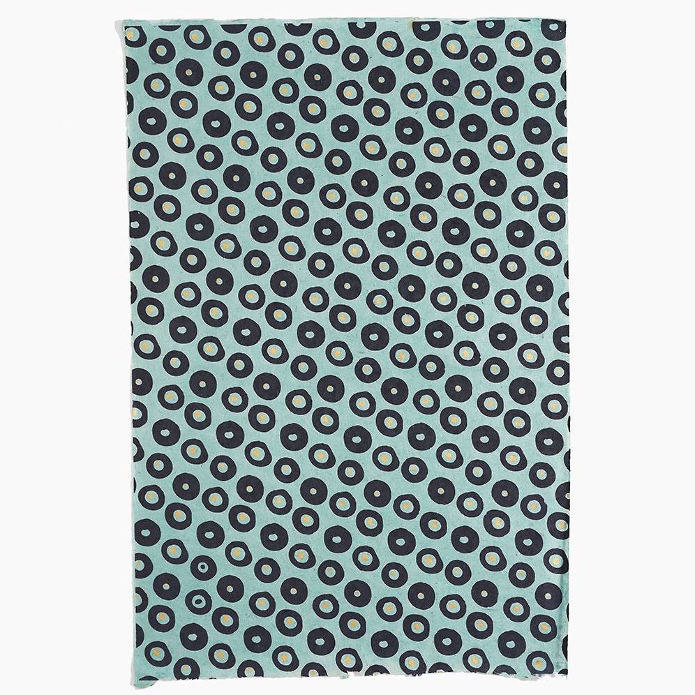 Navy and Gold Dots on Blue Handmade Paper - Image 2