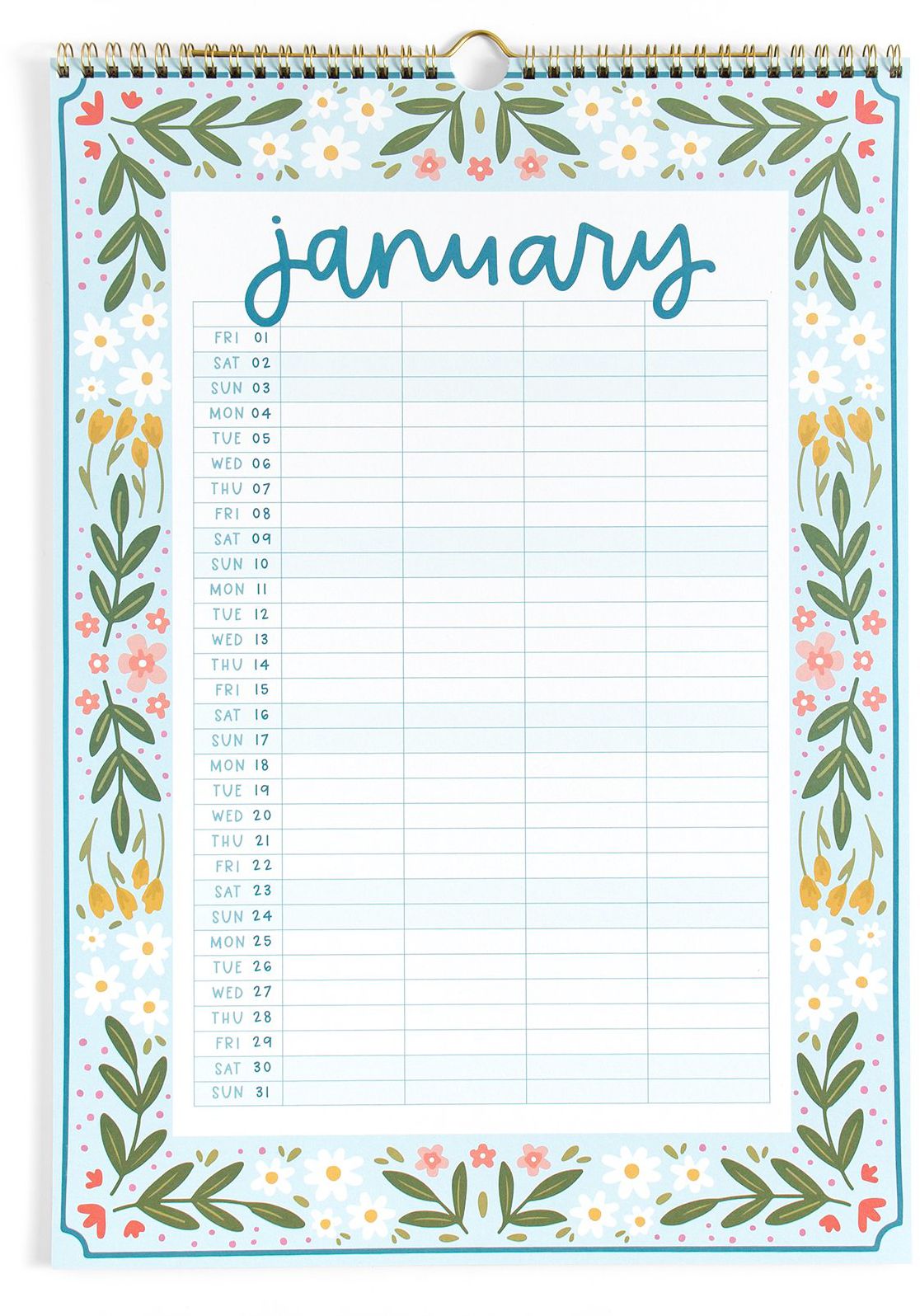2027 Family Planning Floral Sprial Wall Calendar - Image 2