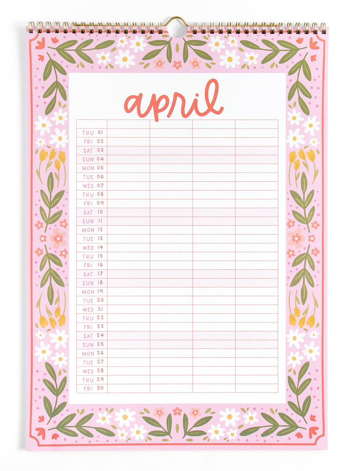 2027 Family Planning Floral Sprial Wall Calendar - Image 3