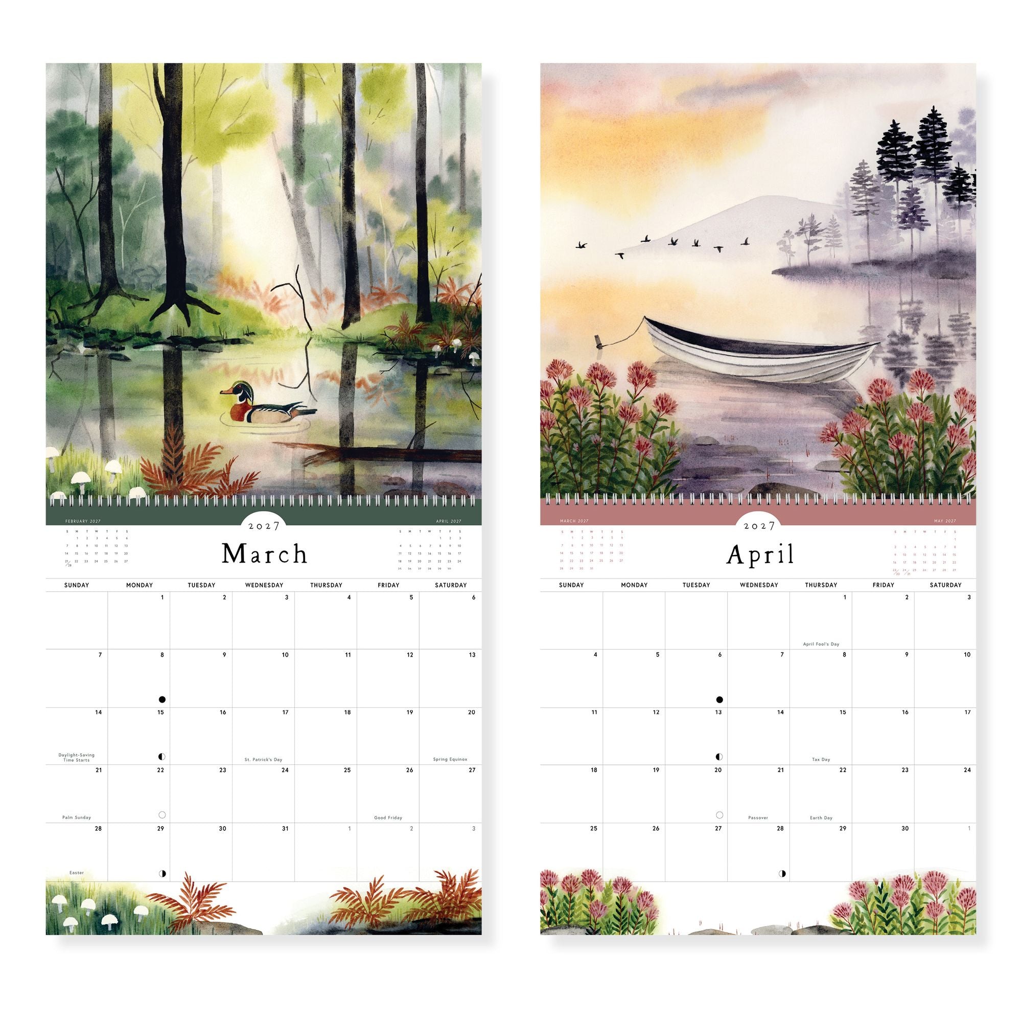 2027 Quiet Earth Watercolor Landscape Wall Calendar - Image 3