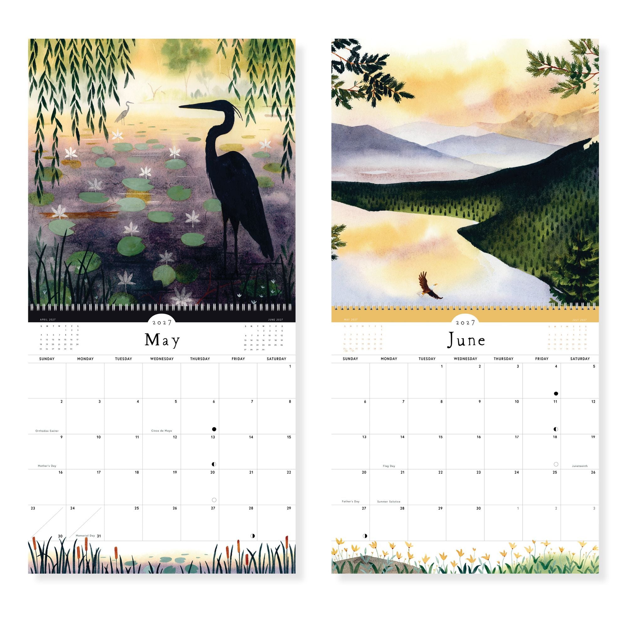 2027 Quiet Earth Watercolor Landscape Wall Calendar - Image 4